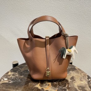 실사 [에르메스] HERMES PICOTINE Gold 피코탄 골드 카멜 18cm