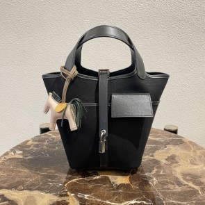 실사 [에르메스] HERMES CANVAS POCKET PICOTINE NIOR 캔버스 포켓 피코탄 느와 18cm