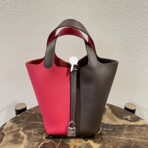 실사 [에르메스] HERMES Special Order PICOTINE Ebene+Rose Extreme  스페셜 오더 피코탄 에베네+로즈익스트림 18cm