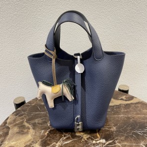 실사 [에르메스] HERMES PICOTINE Blue saphir 피코탄 블루사파이어 18cm